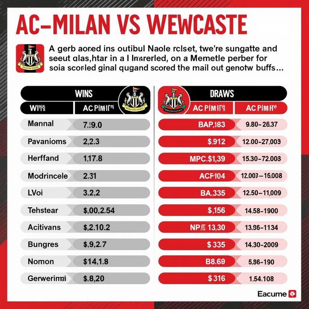 Lịch sử đối đầu AC Milan vs Newcastle