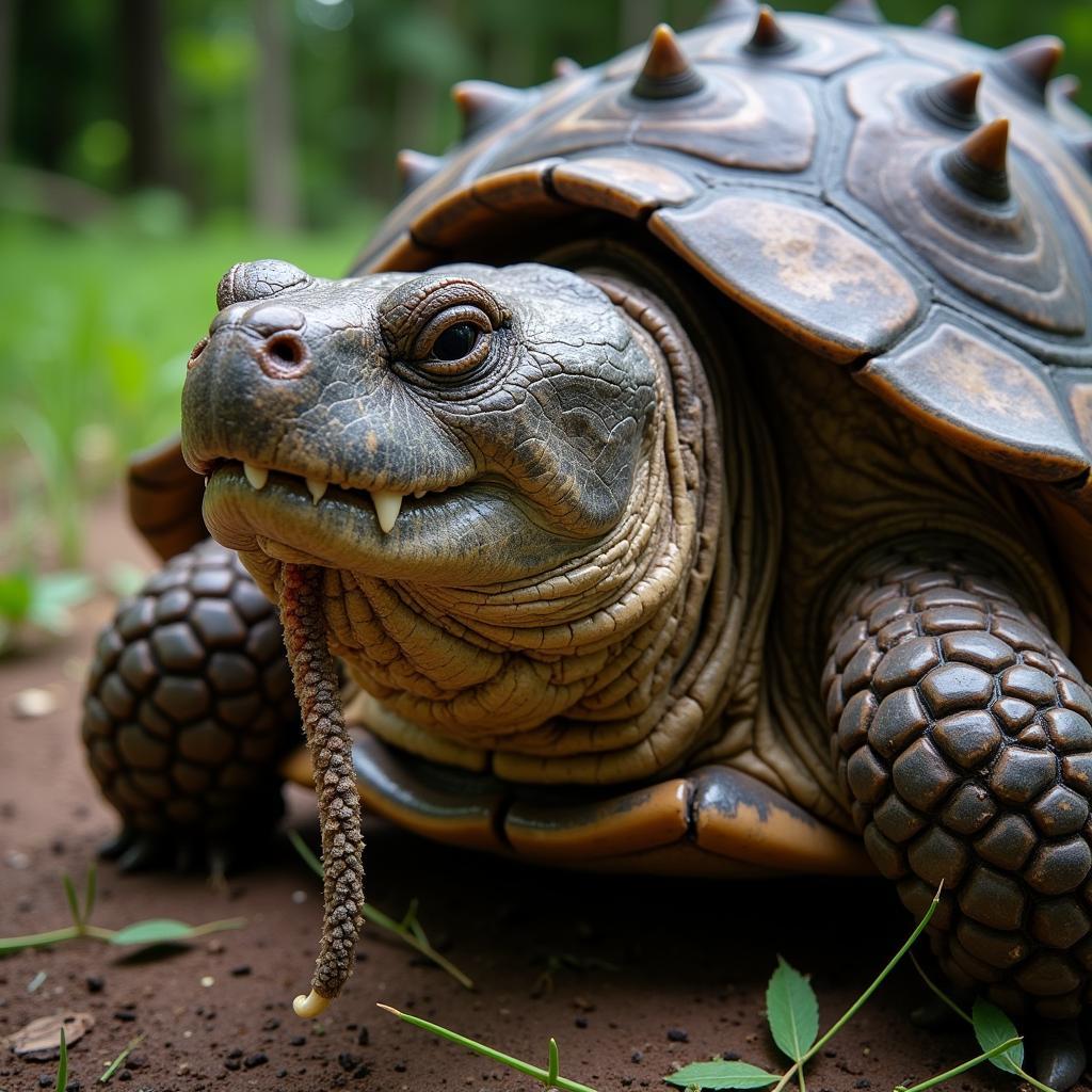 Alligator Snapping Turtle Head and Shell Details