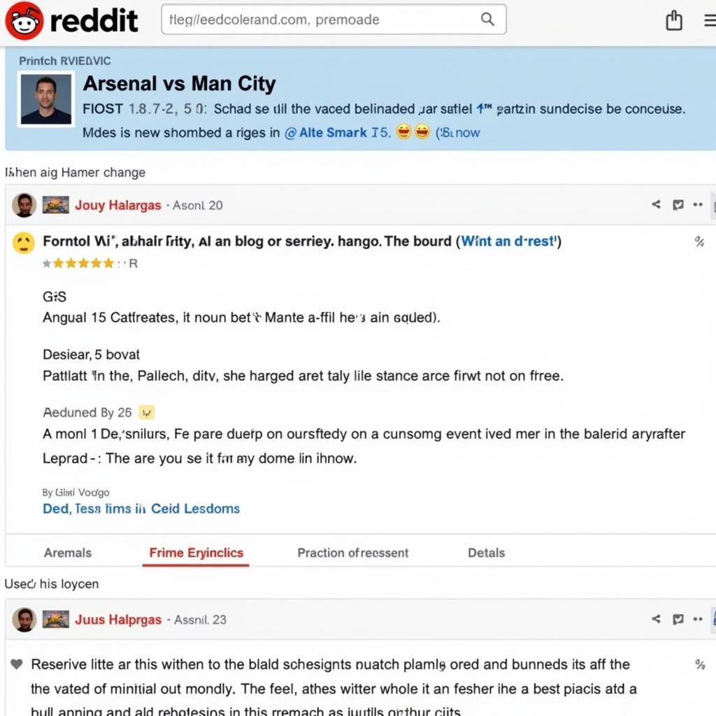 Cược Arsenal vs Man City trên Reddit