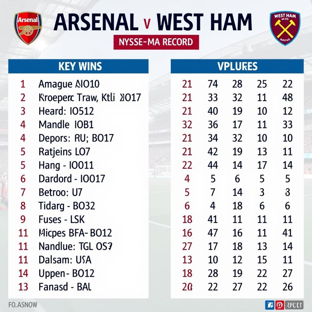 Lịch sử đối đầu Arsenal vs West Ham