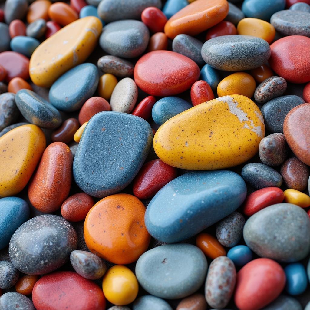 Close-up of colorful pebbles at Bai Da 7 Mau