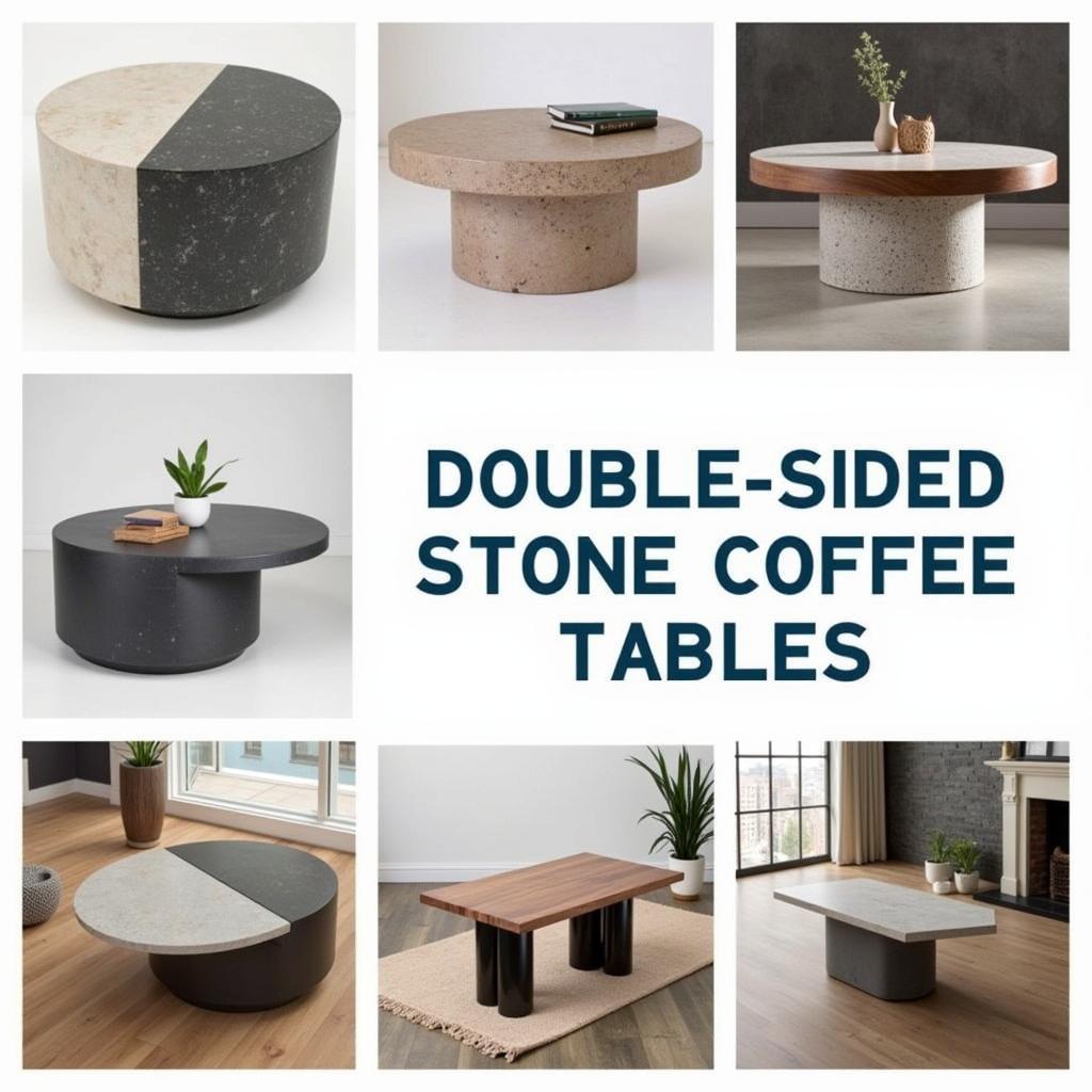 Different styles of double-sided stone coffee tables