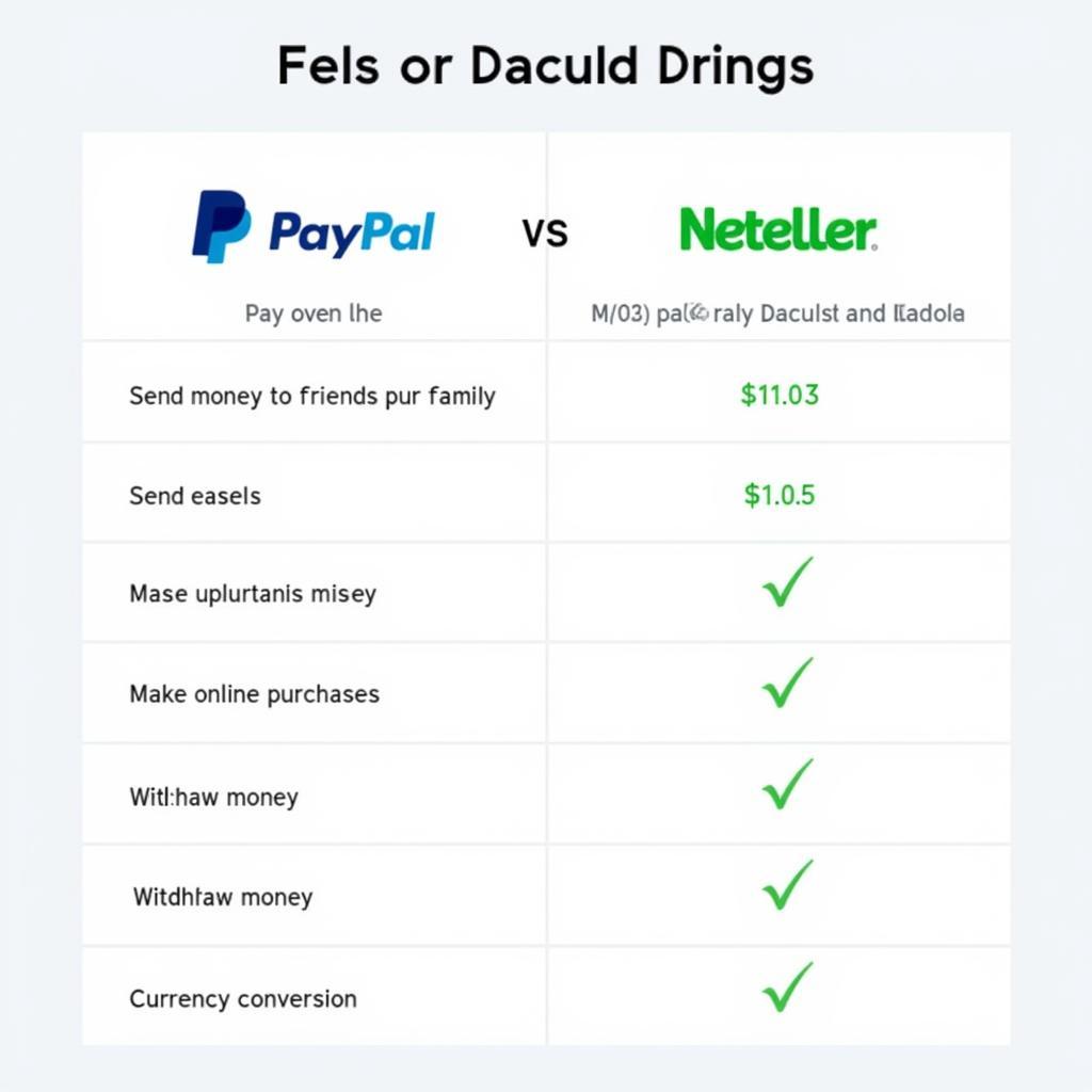 Bảng so sánh phí giao dịch của PayPal và Neteller