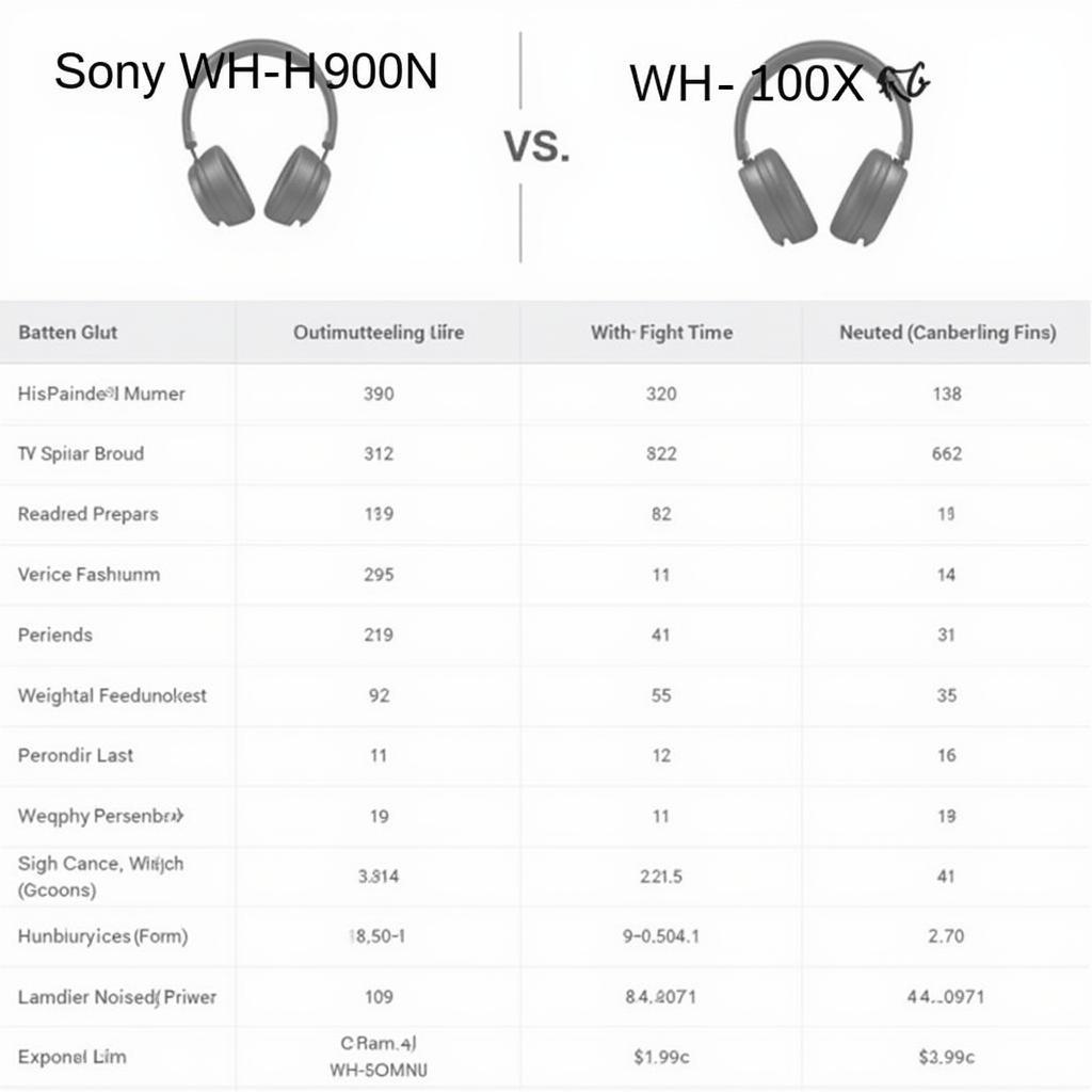 Bảng so sánh thông số kỹ thuật giữa Sony WH-H900N và WH-1000XM3