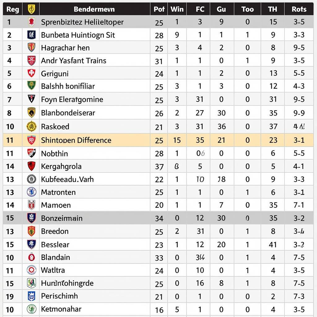 Bundesliga Table