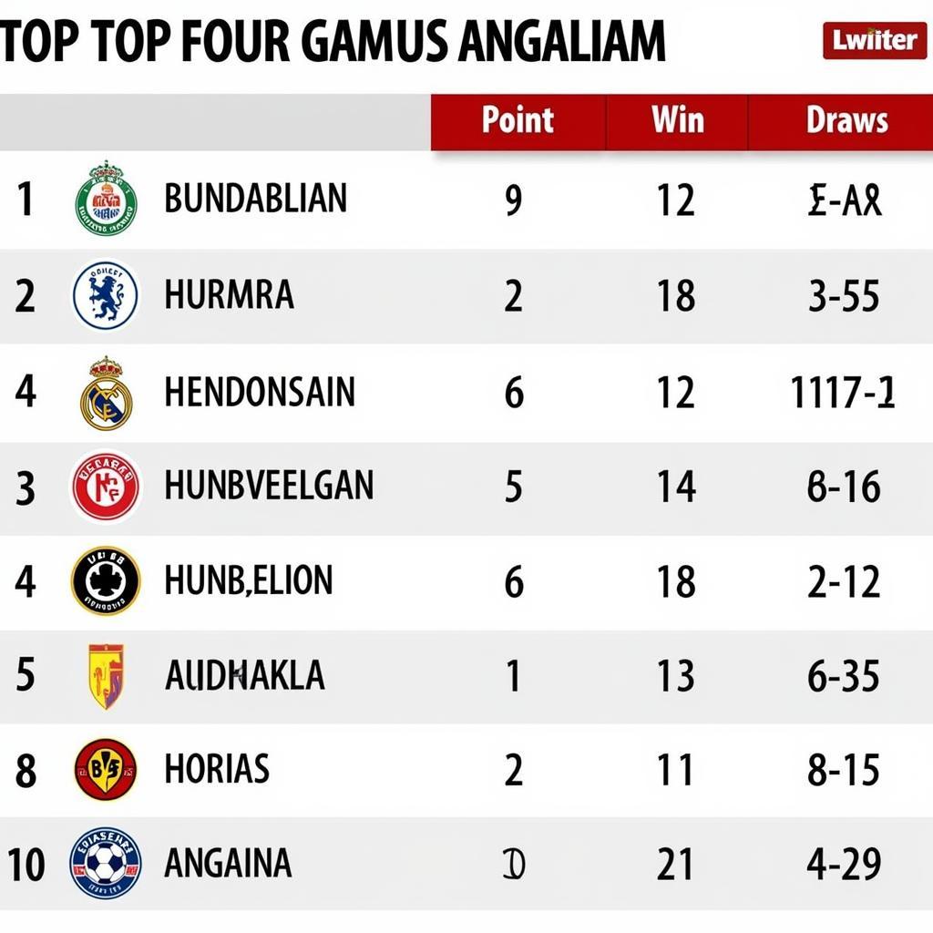 Bảng xếp hạng bóng đá Đức Bundesliga