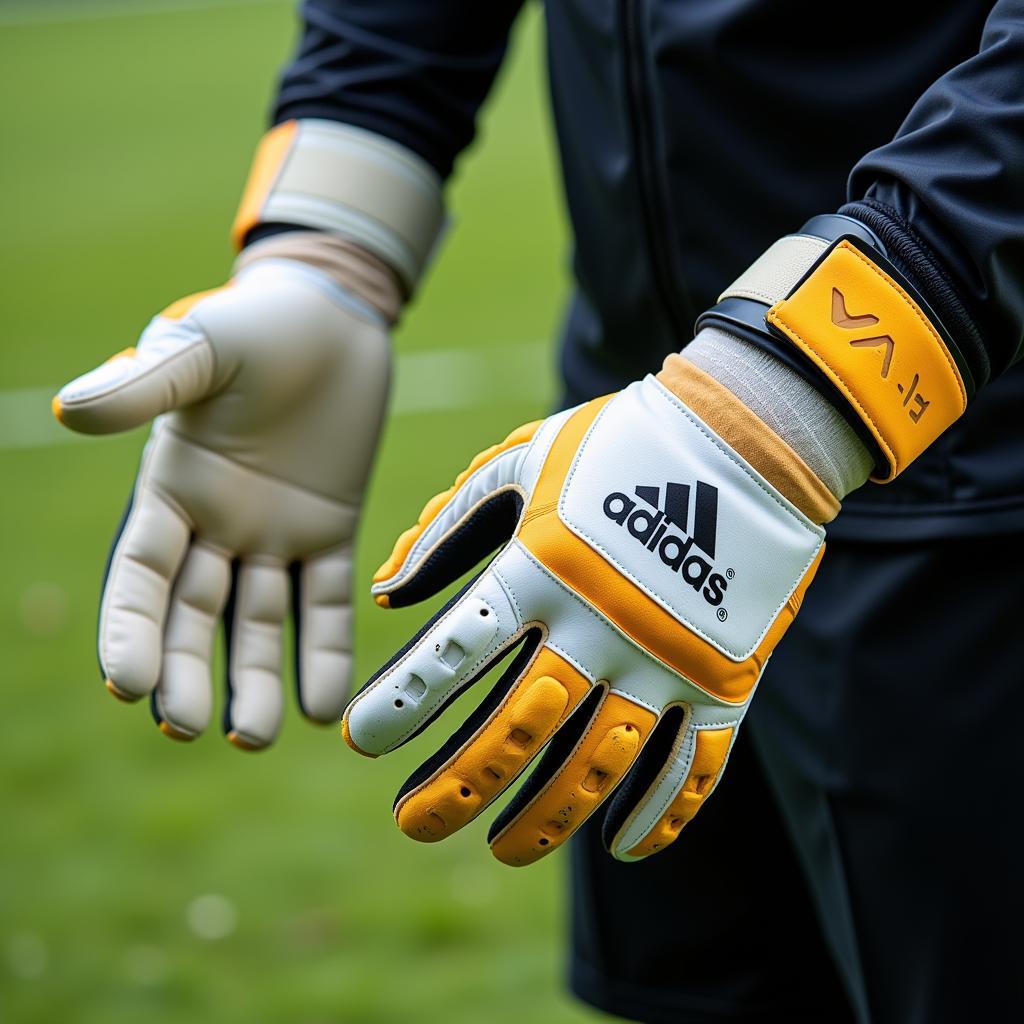 Goalkeeper's Hands Protected by Gloves