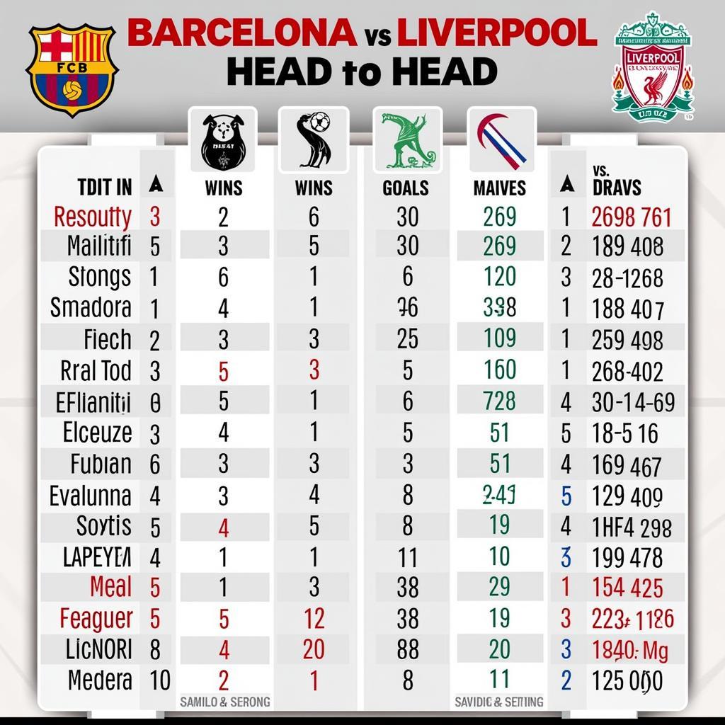 Barcelona and Liverpool Head-to-Head Record