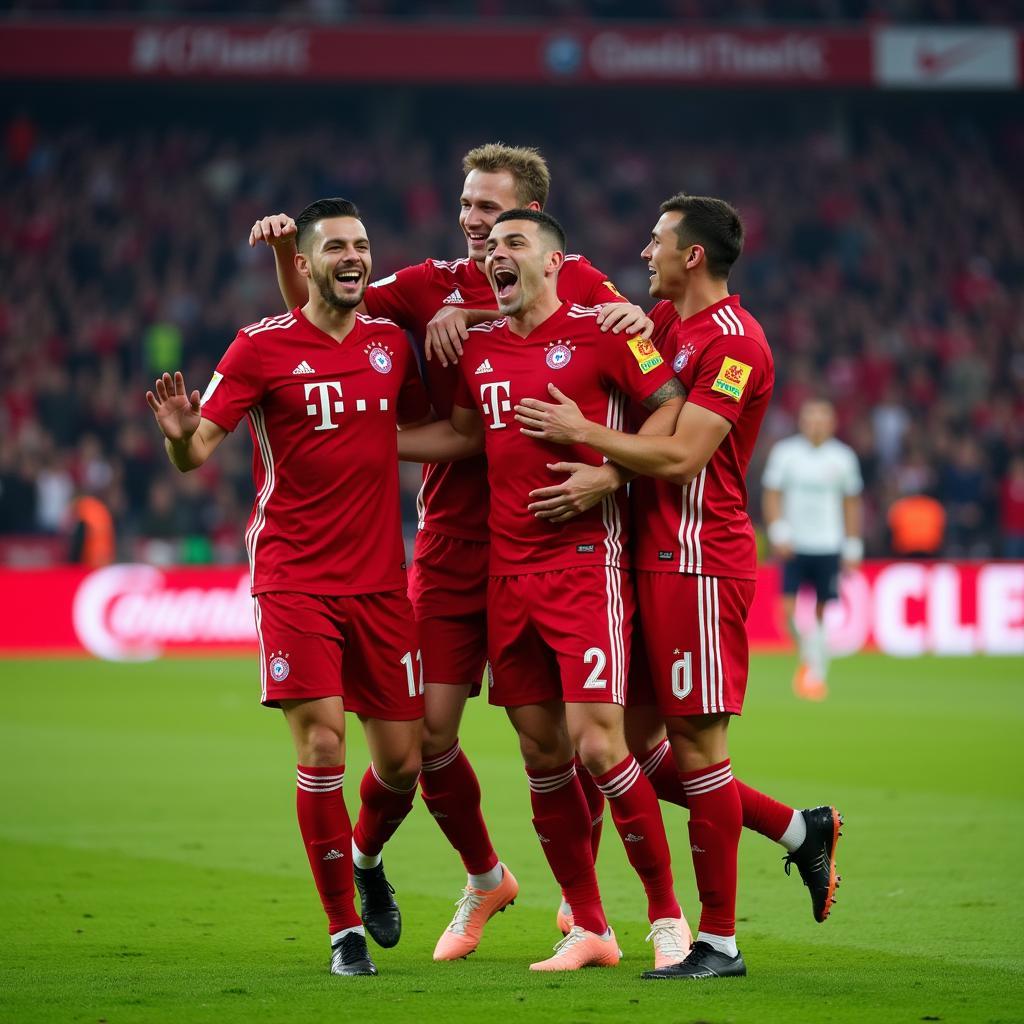 Bayern Munich hôm nay - Tiền đạo Bayern Munich ăn mừng bàn thắng