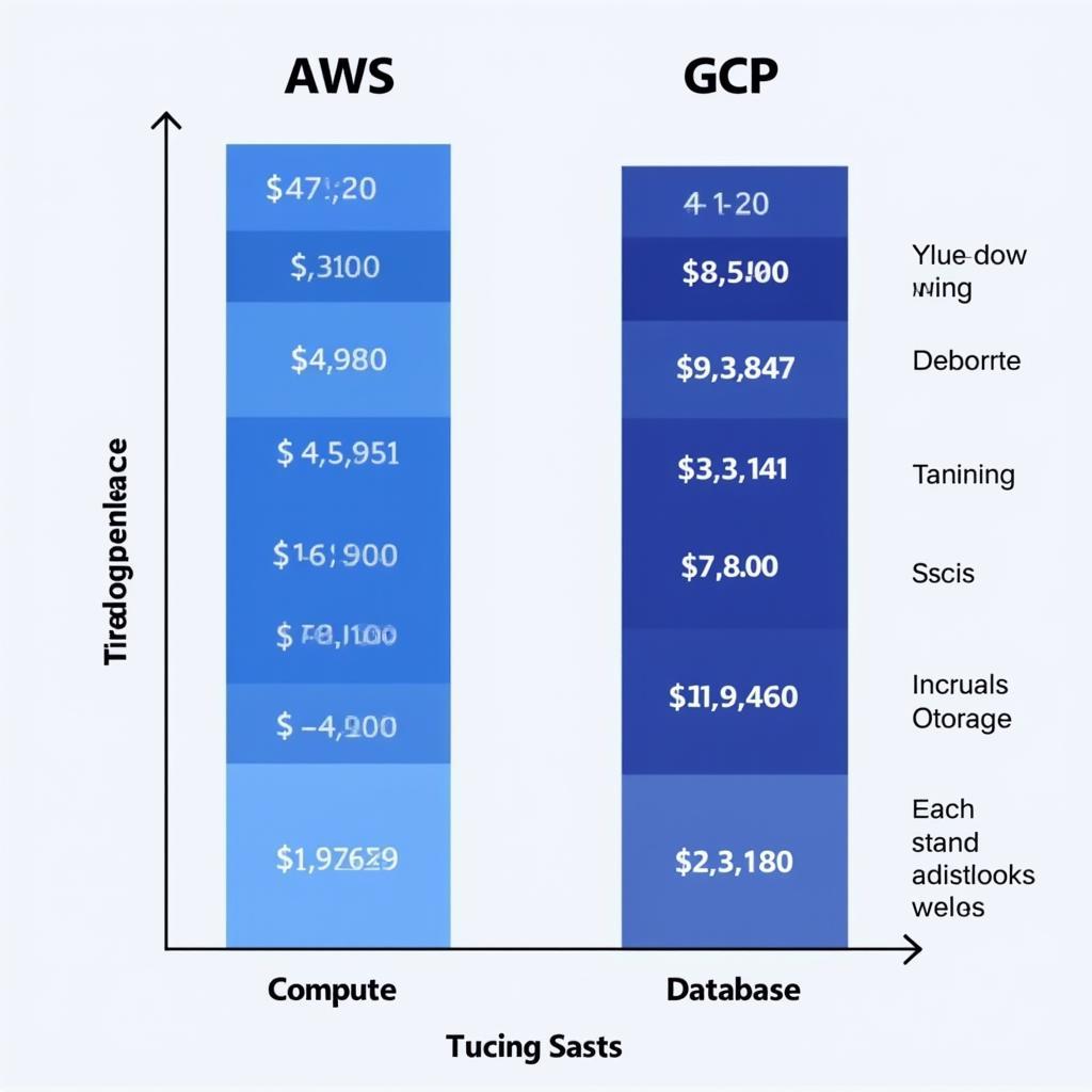 Biểu đồ so sánh giá AWS và GCP