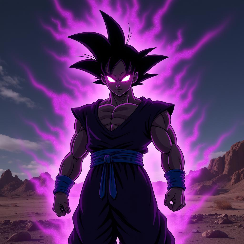 Black Goku với khi aura tím bao trùm