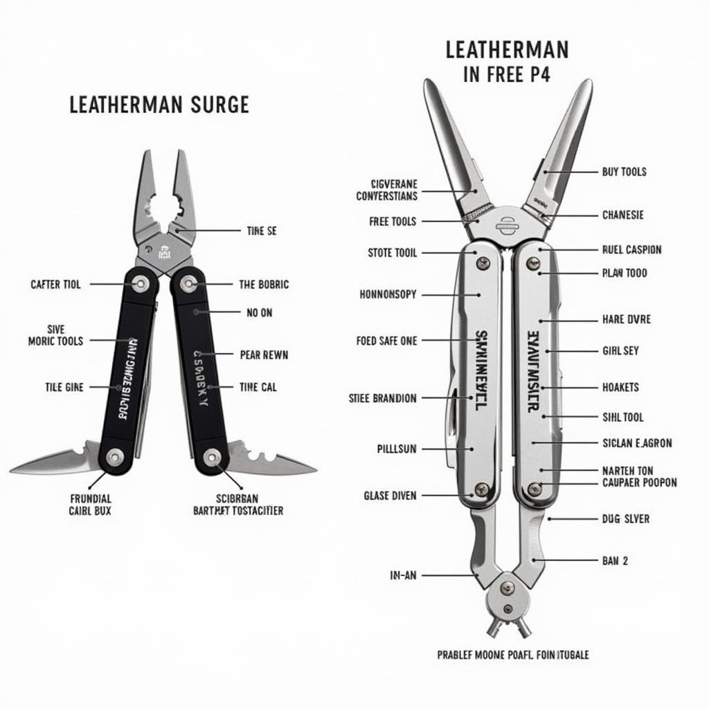 Bộ công cụ đa dạng của Leatherman Surge và Free P4