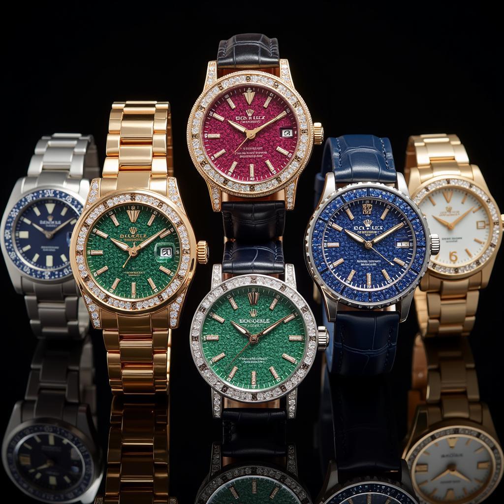 Men's Watch Collection with Various Gemstones