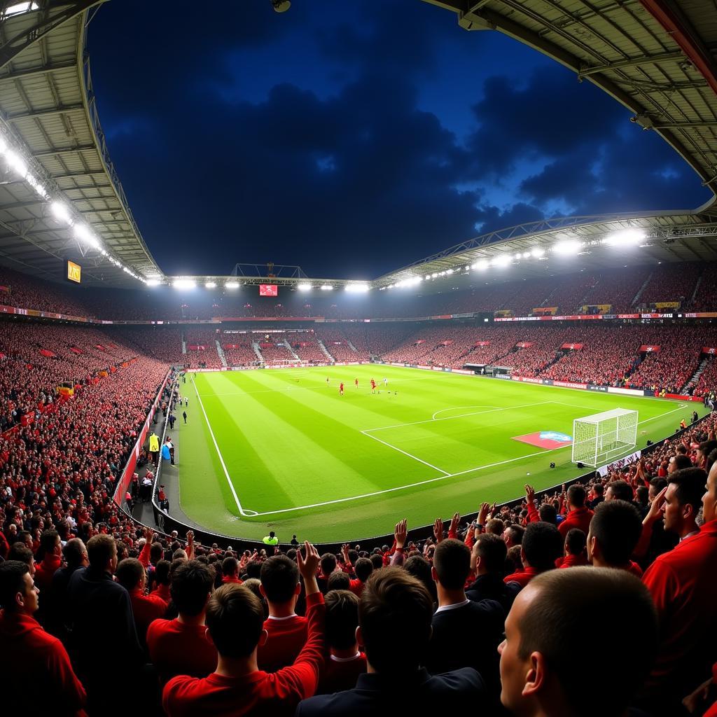 The electrifying atmosphere of Old Trafford during a Manchester United live football match