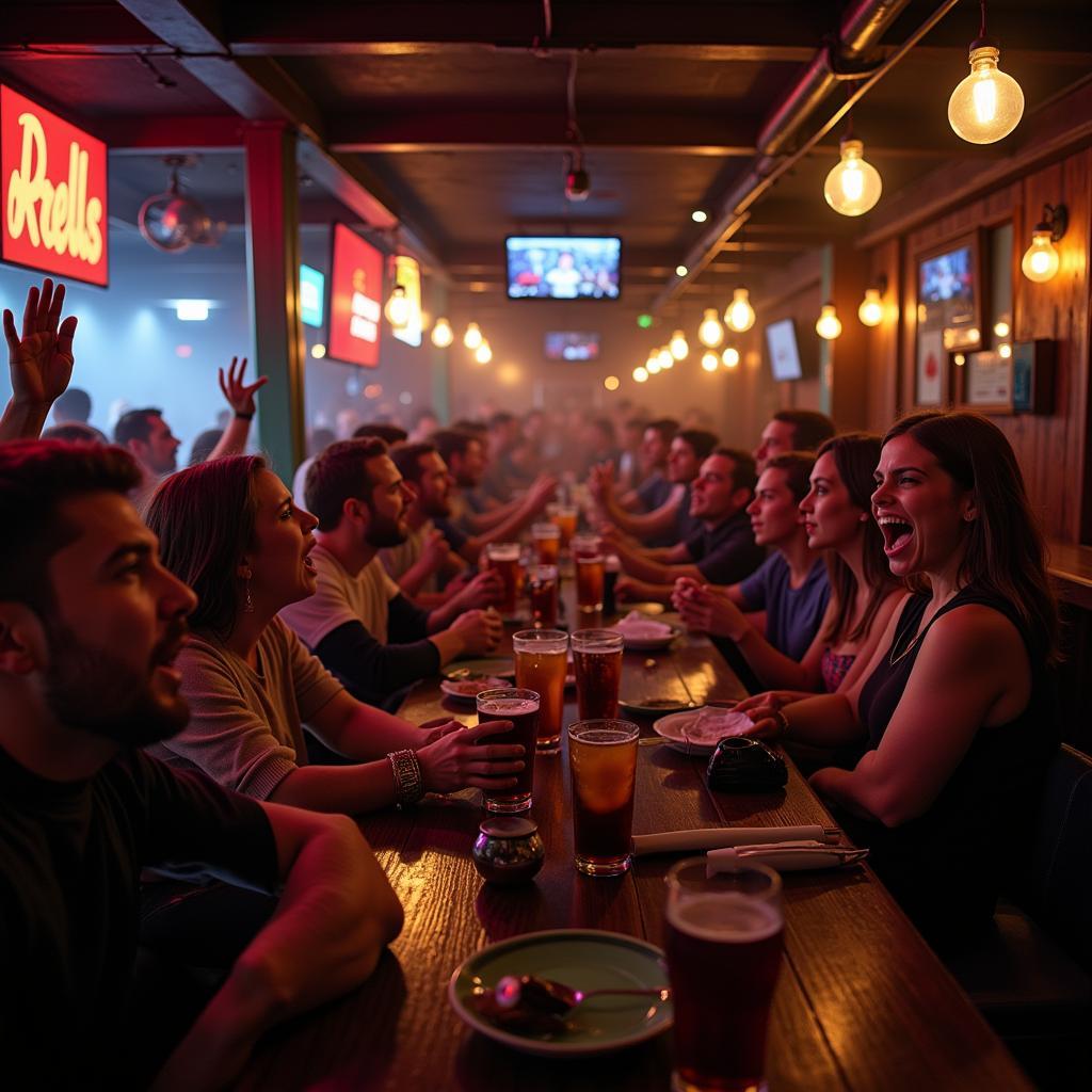 British and American Fans Watching Football