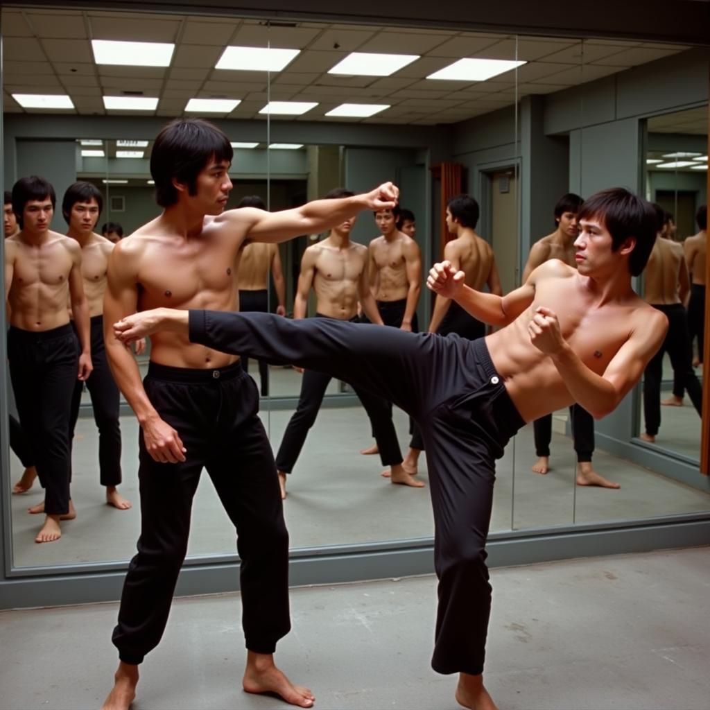 Bruce Lee và Robert Wall trong phim "Enter the Dragon"