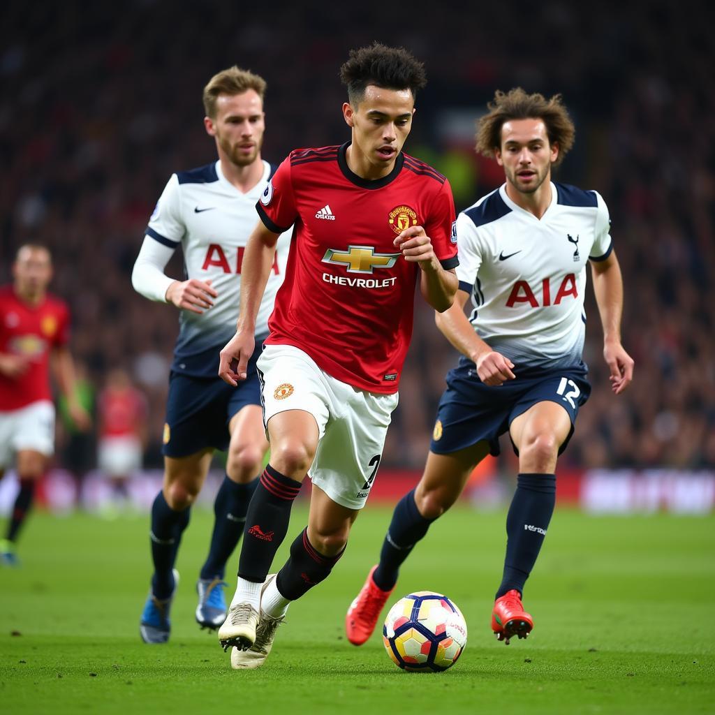 Bruno Fernandes controlling the ball for Manchester United.