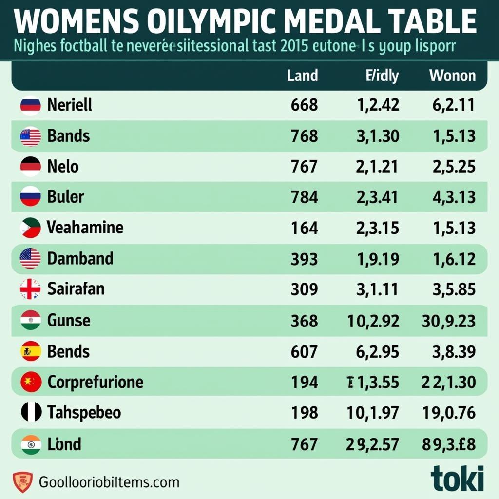 Bảng Xếp Hạng Olympic Bóng Đá Nữ