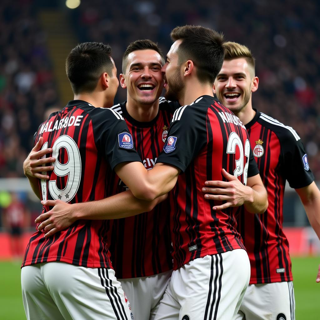 Cầu Thủ AC Milan Ăn Mừng Bàn Thắng