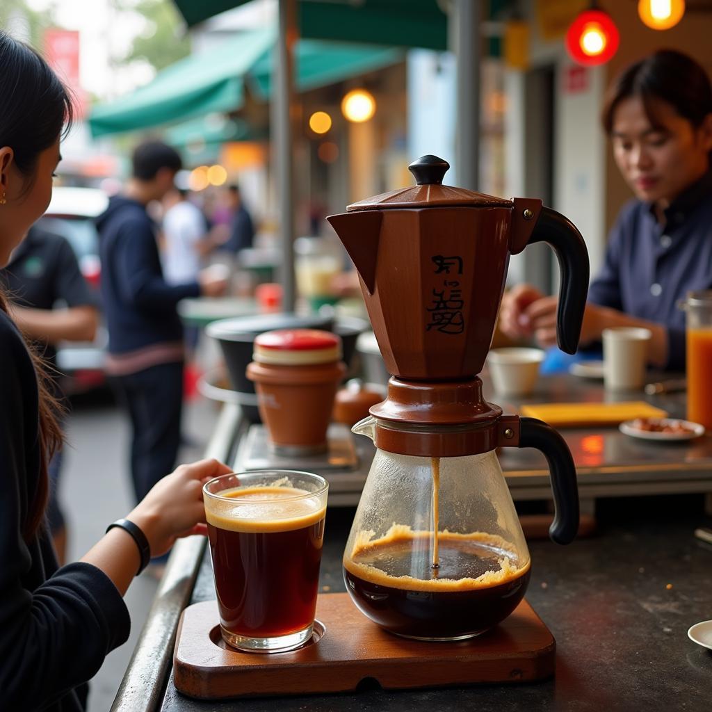 Vietnamese iced coffee at a street stall