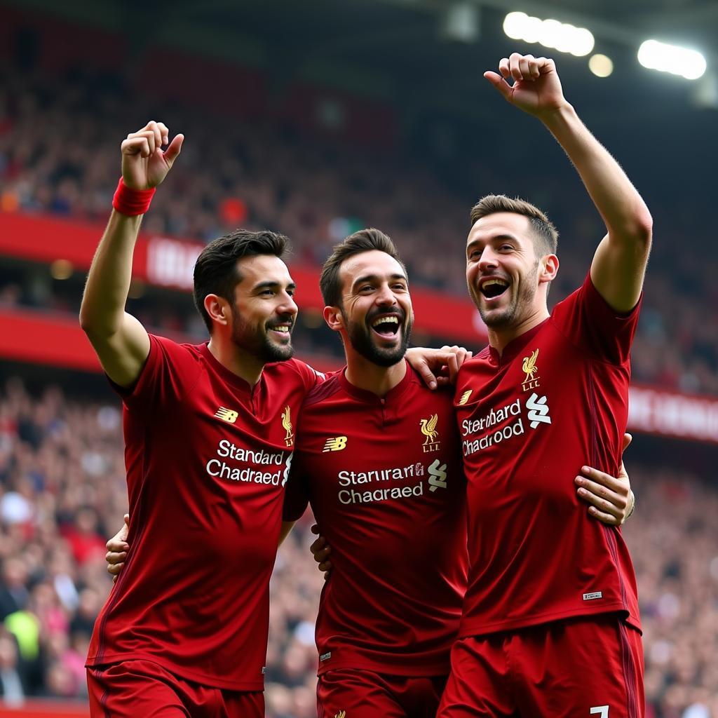 Các cầu thủ Liverpool ăn mừng bàn thắng