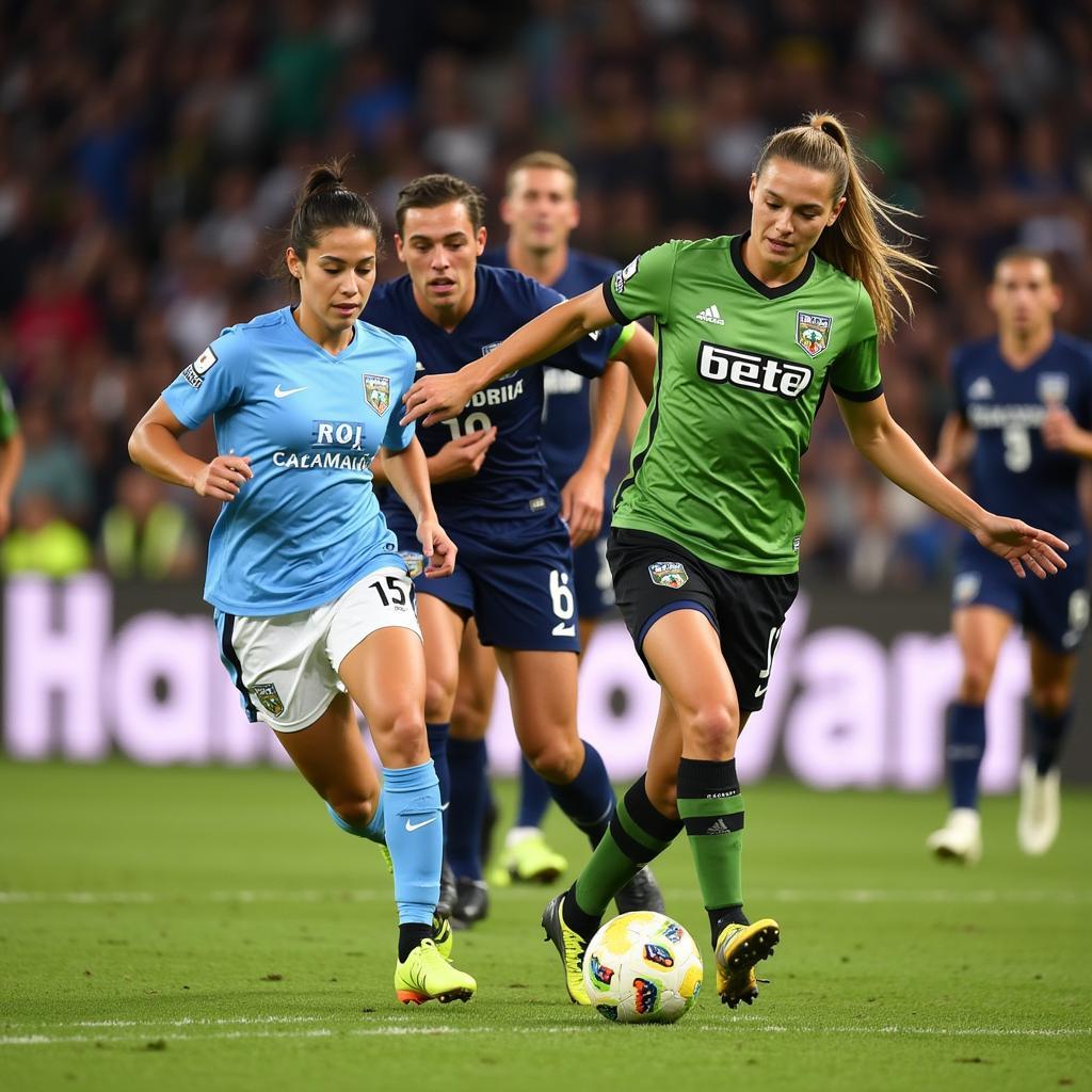 Cầu thủ Canberra United tổ chức tấn công về phía khung thành đối phương