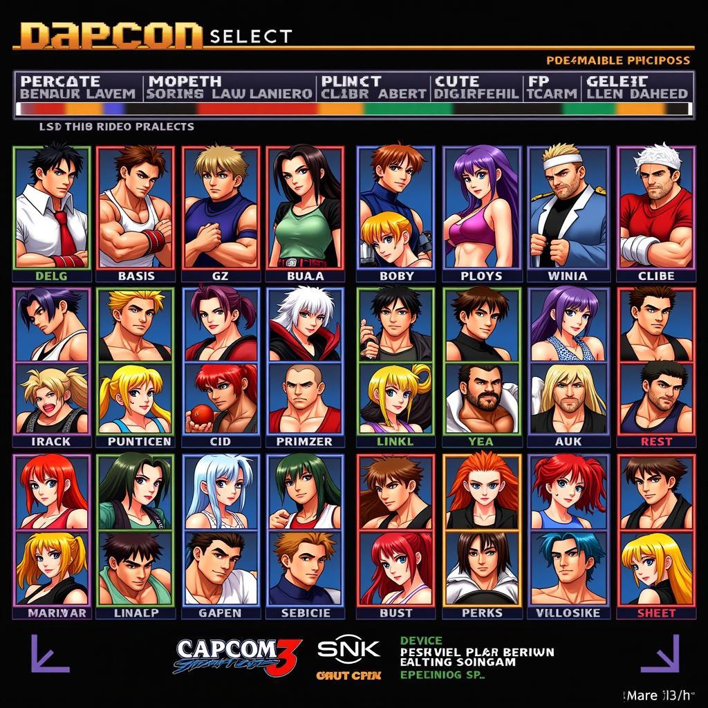 Màn hình chọn nhân vật trong Capcom vs. SNK 1