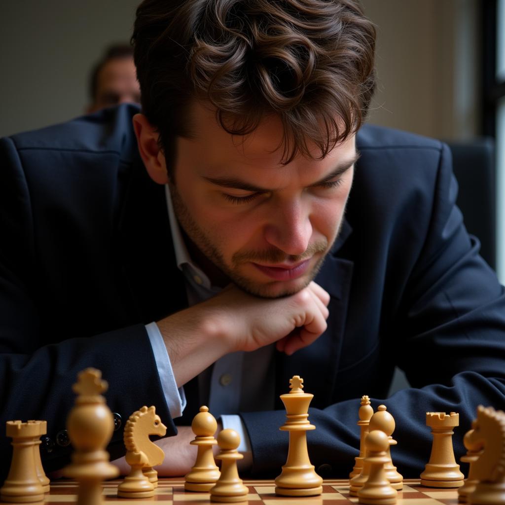 Carlsen thể hiện sự tập trung cao độ