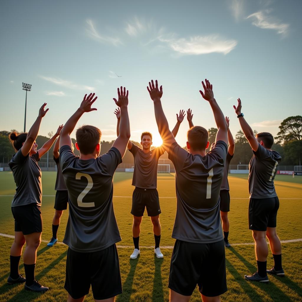 Football players celebrating victory