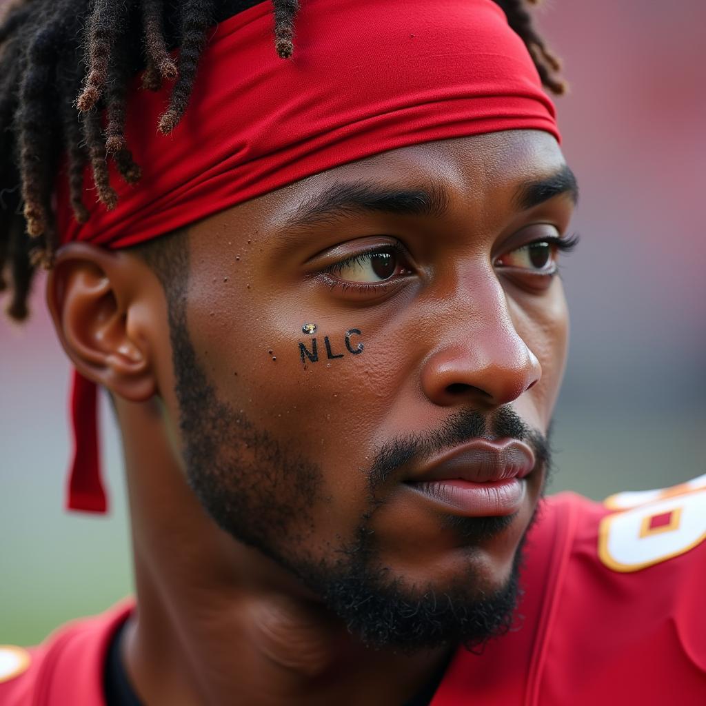 Football player wearing a headband