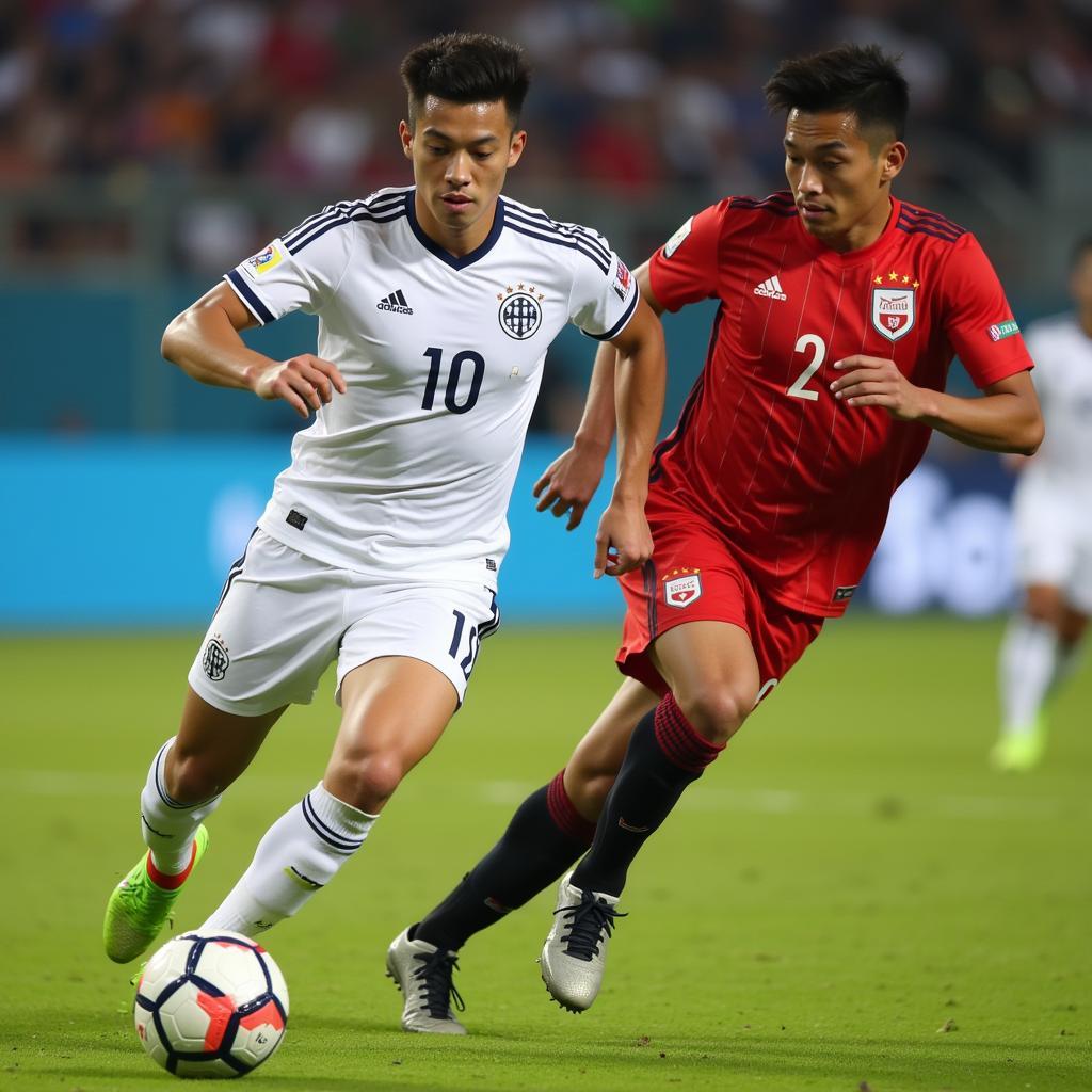 A rising star of Asian football showcasing his skills during a U23 Asian Cup match