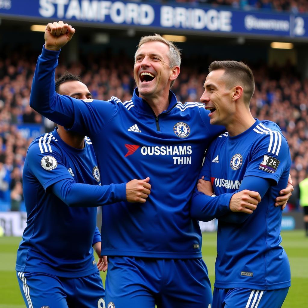 Graham Potter ăn mừng chiến thắng cùng Chelsea