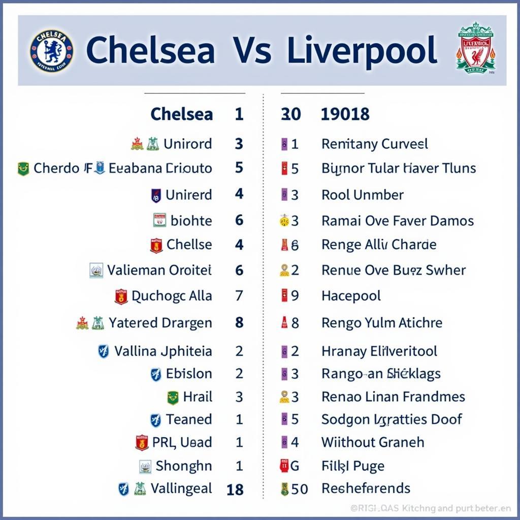 Lịch sử đối đầu giữa Chelsea và Liverpool