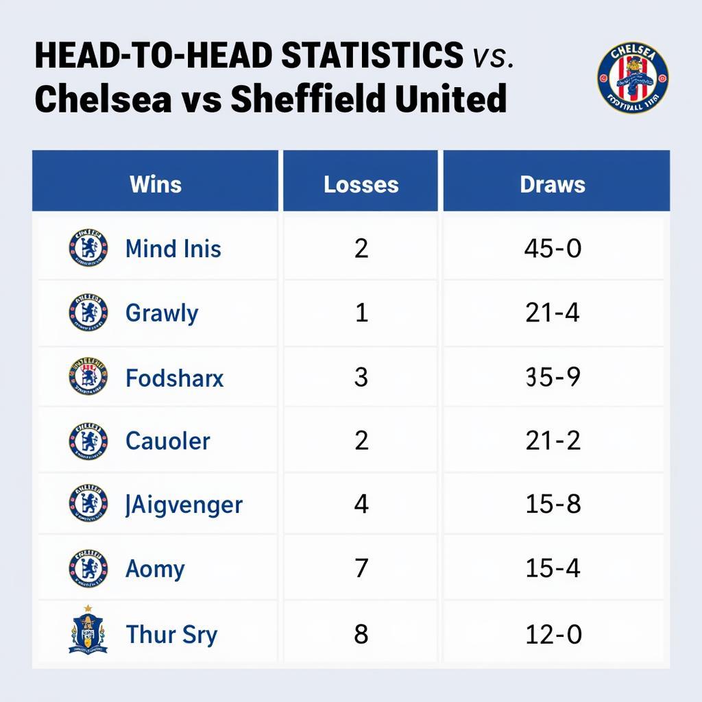 Lịch sử đối đầu Chelsea vs Sheffield United