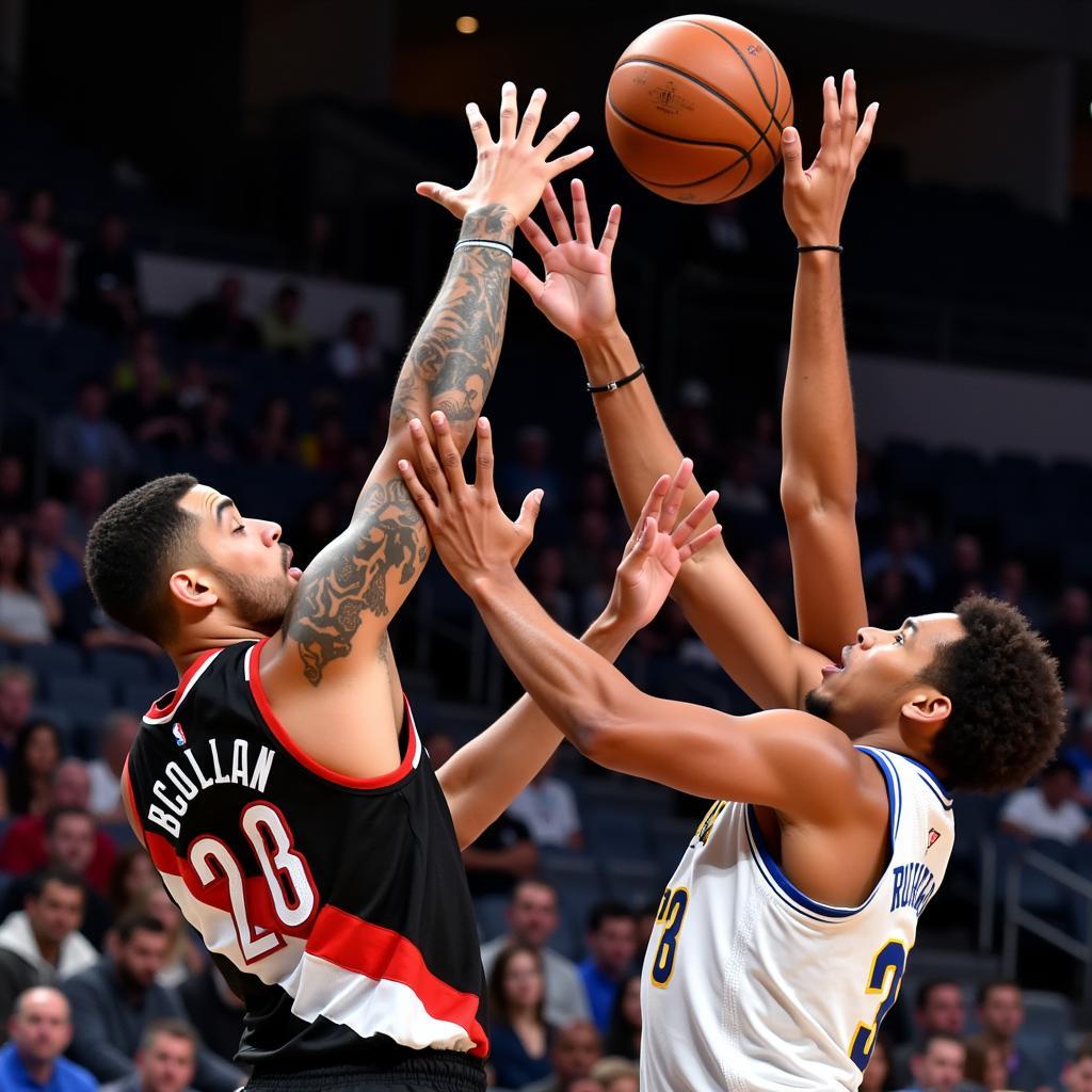 CJ McCollum và Michael Porter Jr tranh chấp bóng