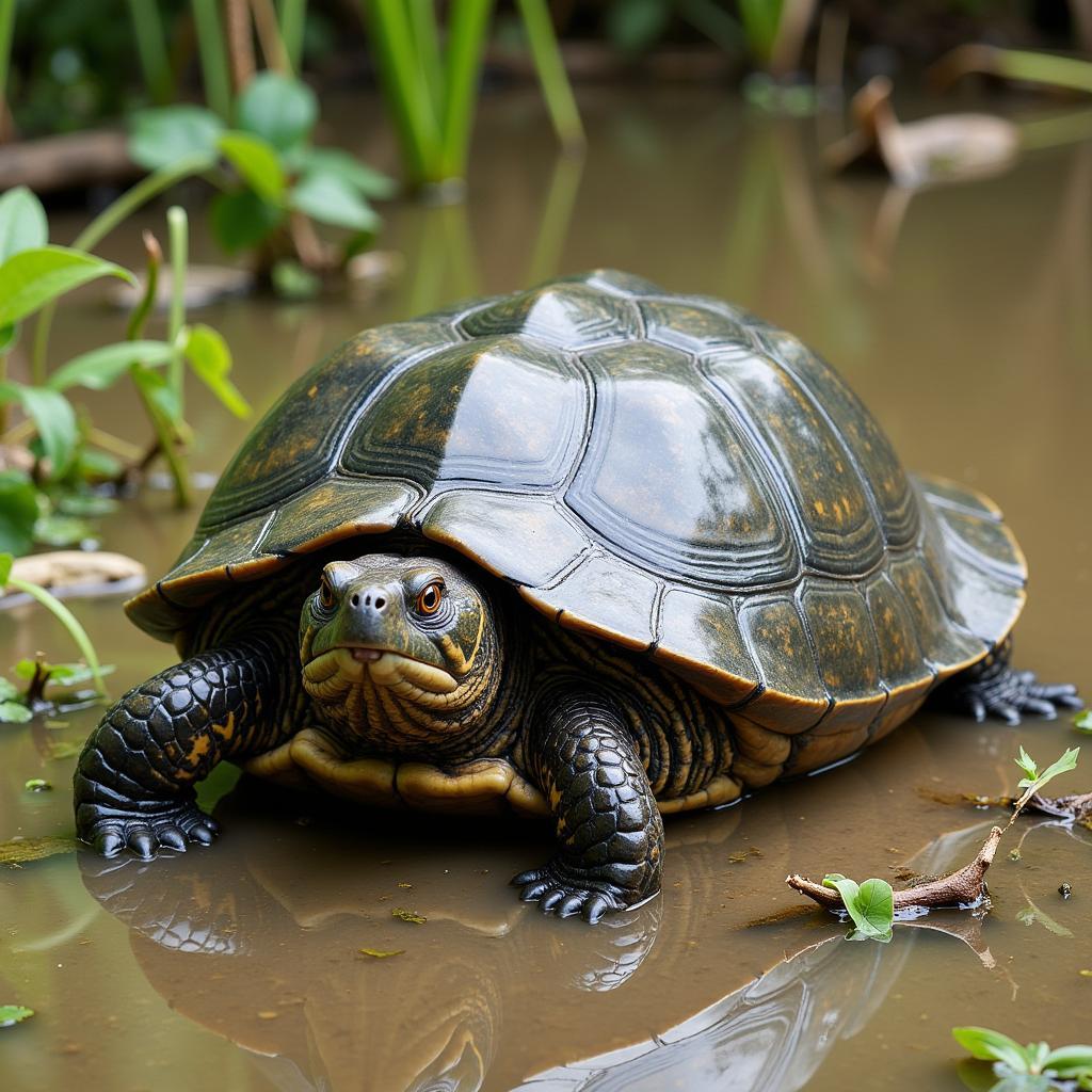 Common Snapping Turtle in Typical Habitat