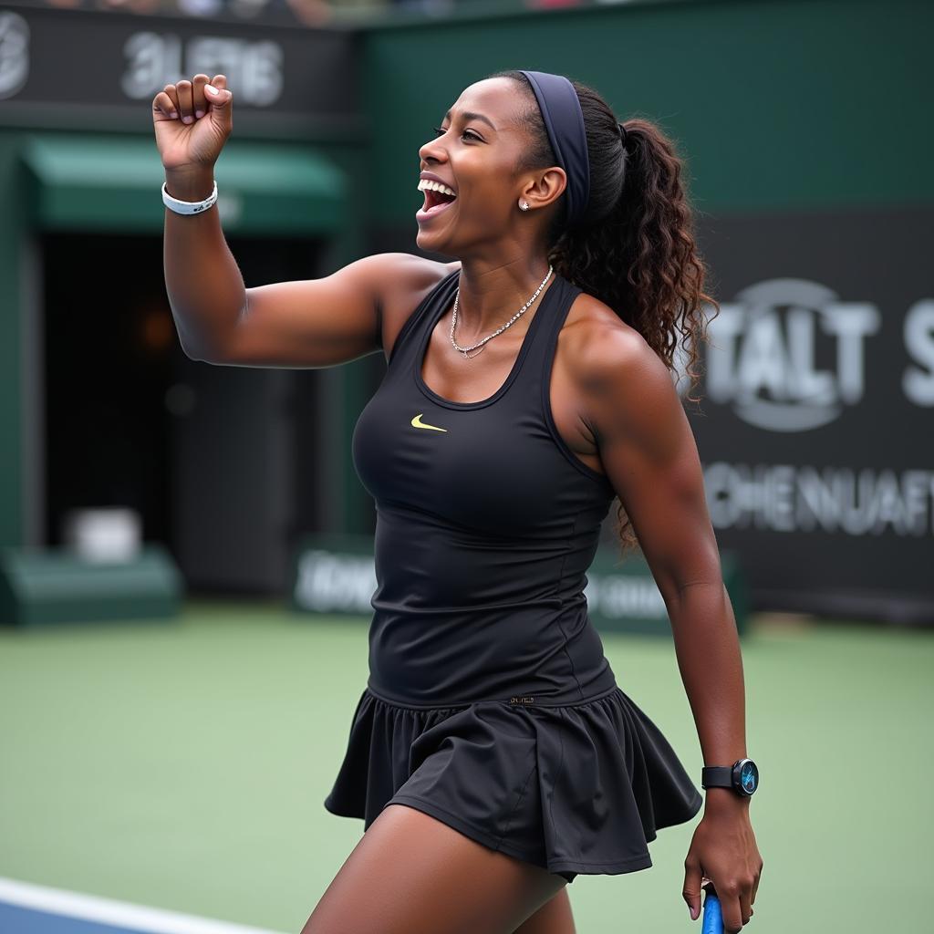 Cori Gauff ăn mừng chiến thắng