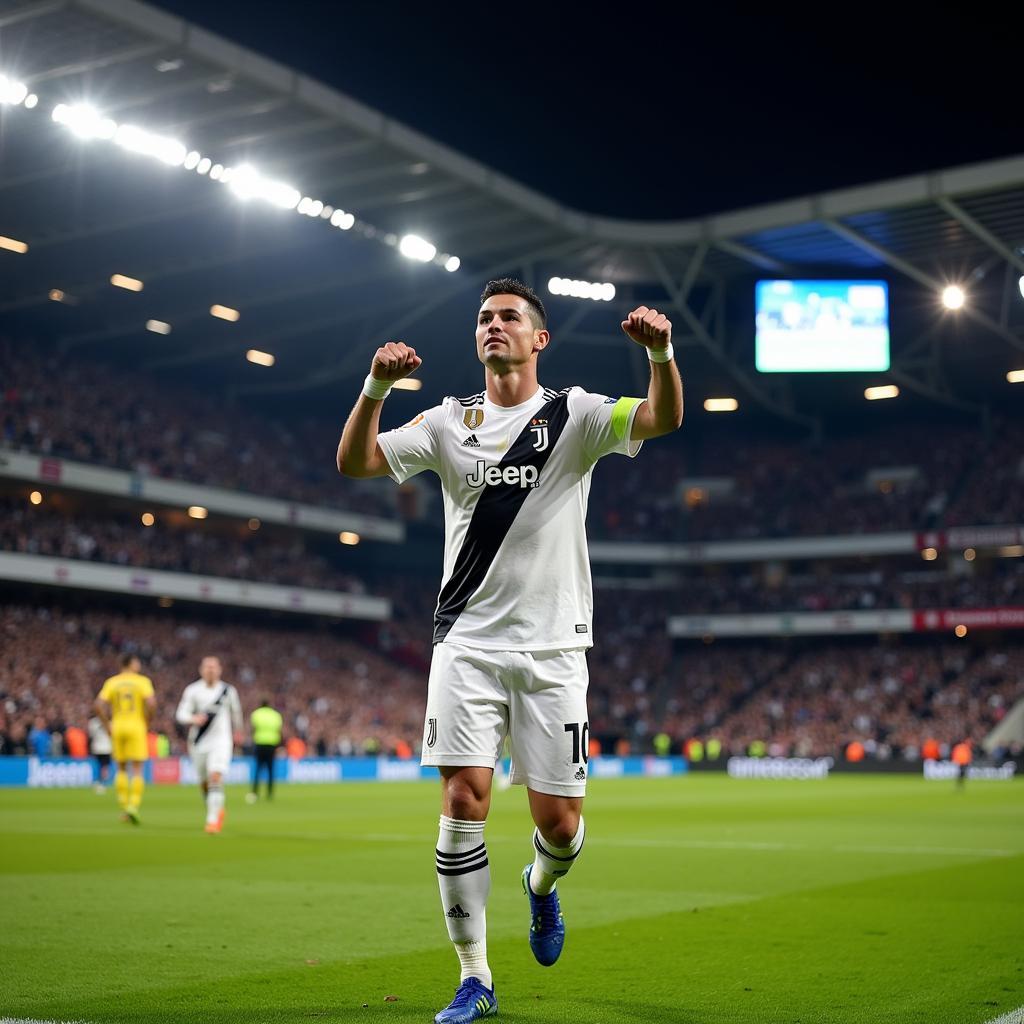 Cristiano Ronaldo ăn mừng bàn thắng tại Champions League