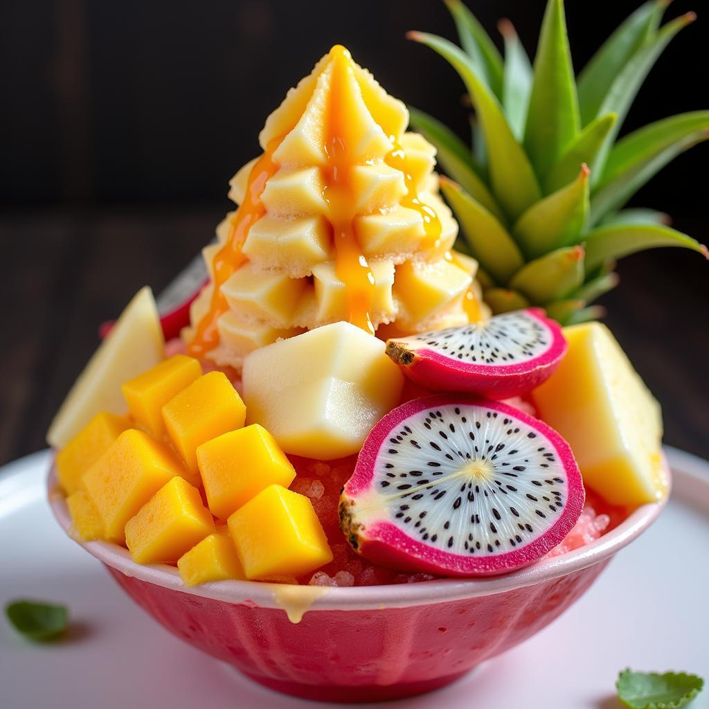 Thai shaved ice with fresh fruits