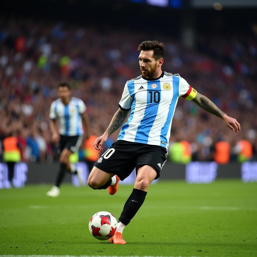 Lionel Messi thực hiện cú đá cắt bàn đẳng cấp