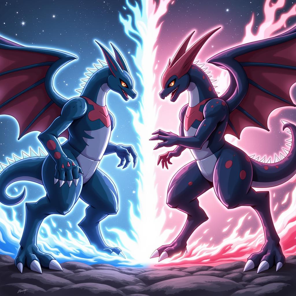 Hình nền Dialga vs Palkia đối đầu nhau