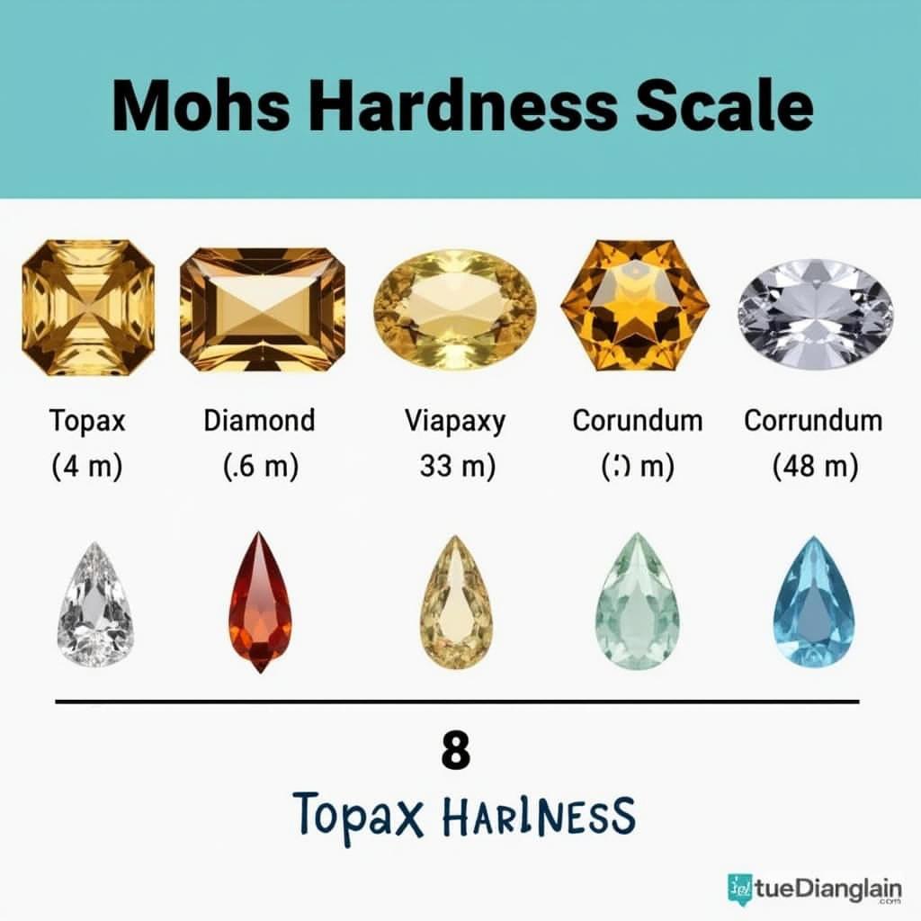 Thang đo độ cứng Mohs với đá Topaz ở vị trí số 8