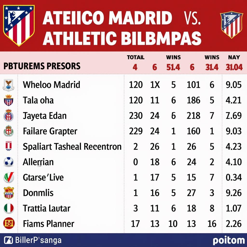 Lịch sử đối đầu Atletico Madrid vs Athletic Bilbao