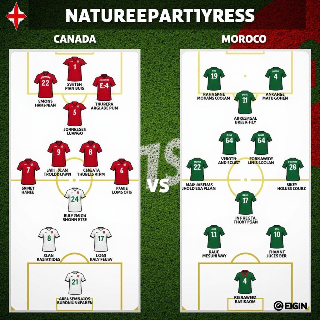 Đội hình ra sân Canada và Maroc