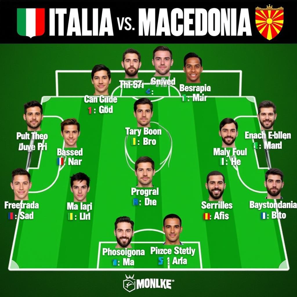 Đội hình ra sân dự kiến Italy vs Macedonia