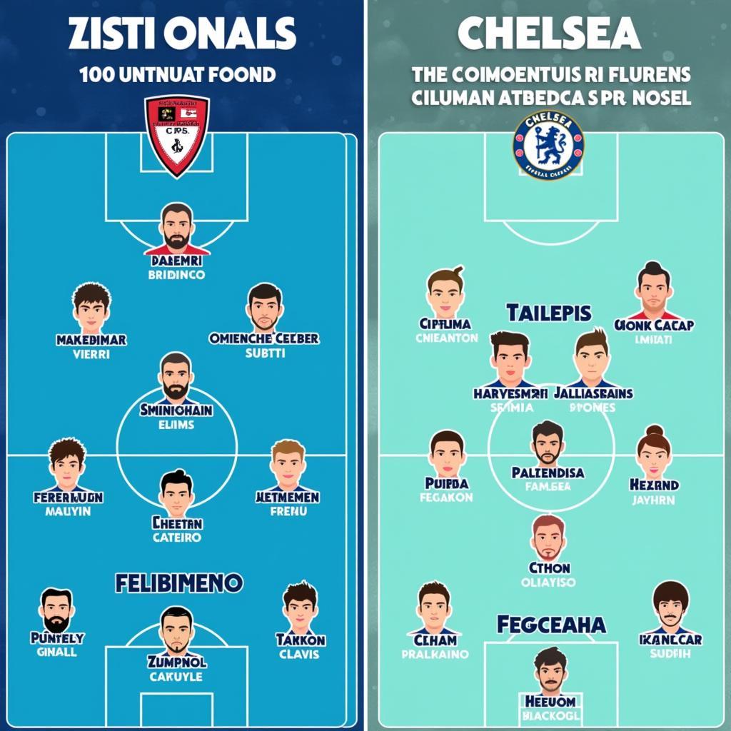 Đội hình ra sân của Zenit và Chelsea