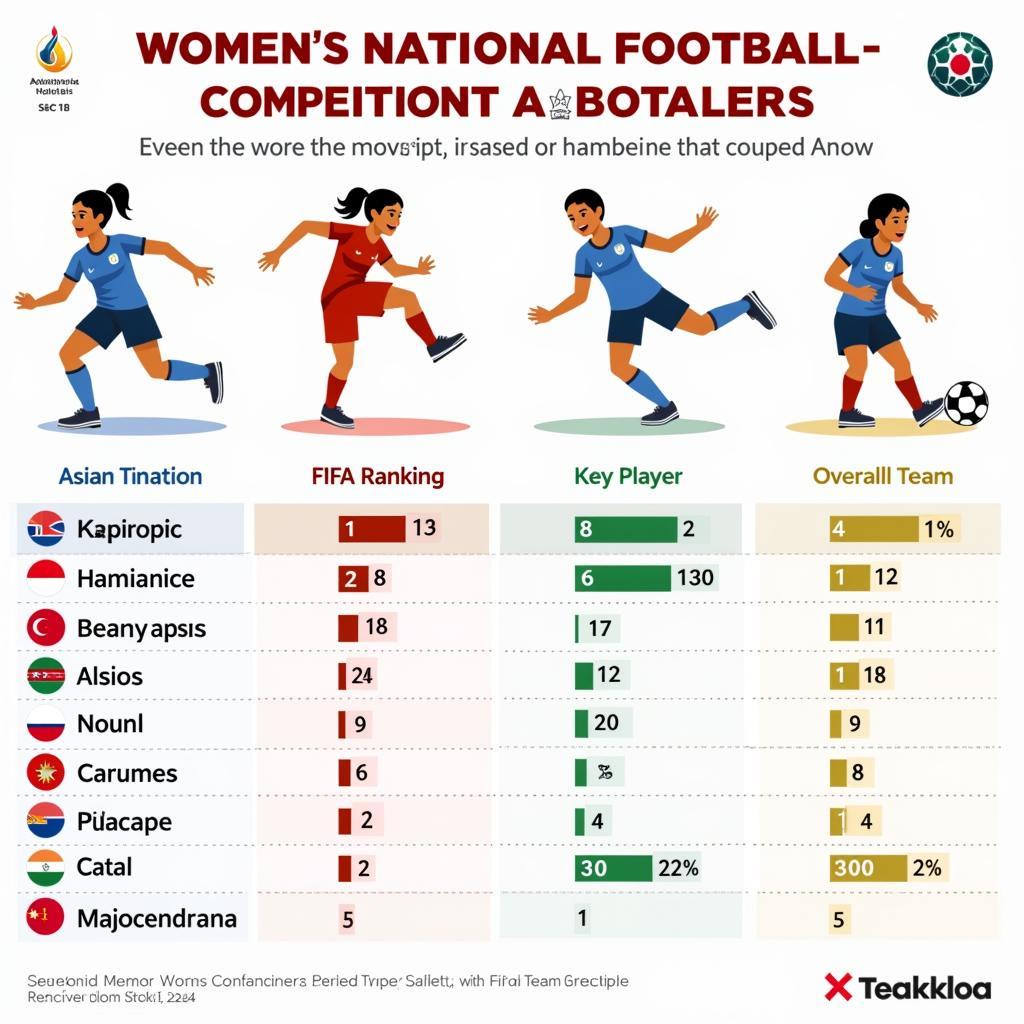 Dự đoán kết quả Asiad bóng đá nữ - Biểu đồ phân tích sức mạnh các đội tuyển