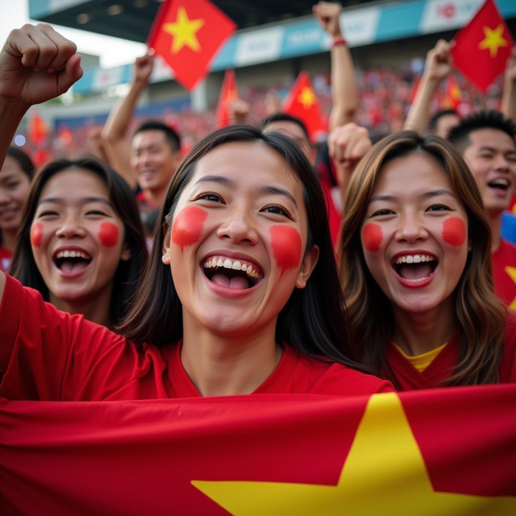 Vietnamese football fans celebrating victory