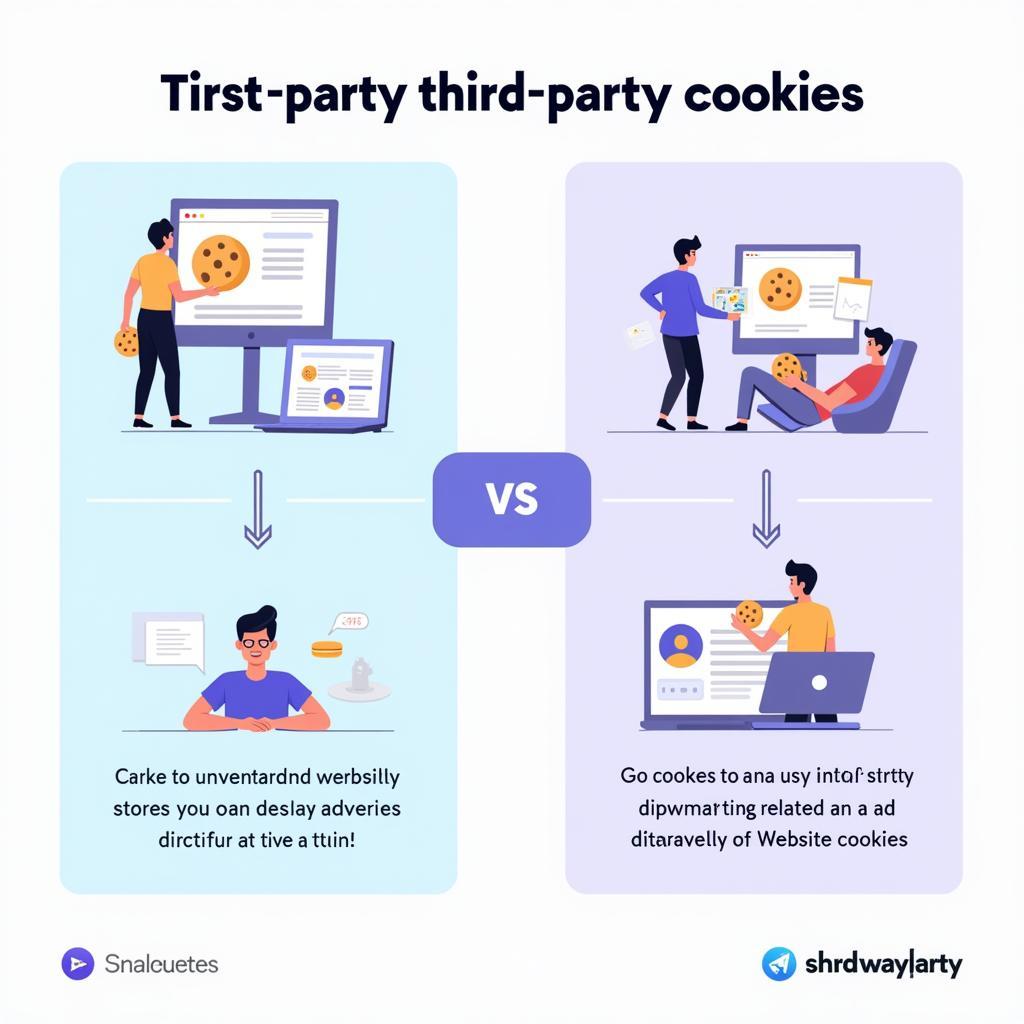 Minh họa first party cookie vs third party cookie