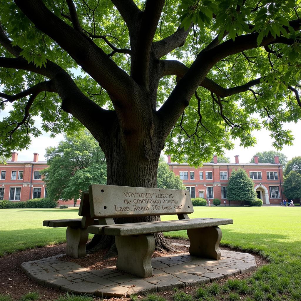 Old stone bench at school